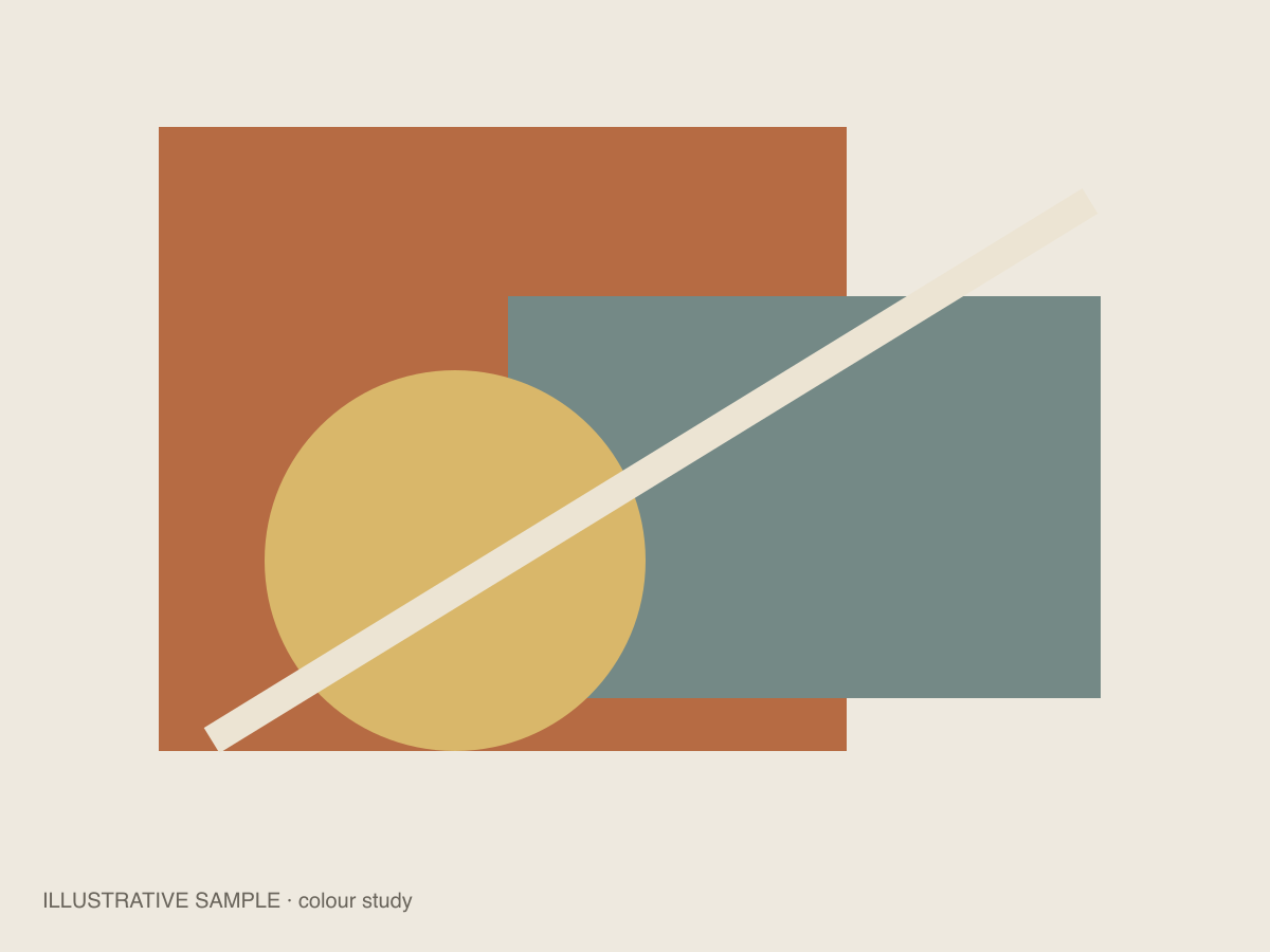 Étude de couleurs — exemple illustratif, et non une œuvre de l’artiste